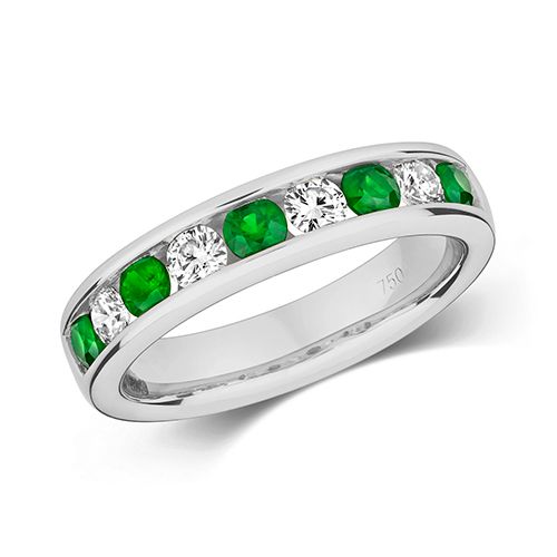 18CT DIAMOND ETERNITY WITH EMERALD