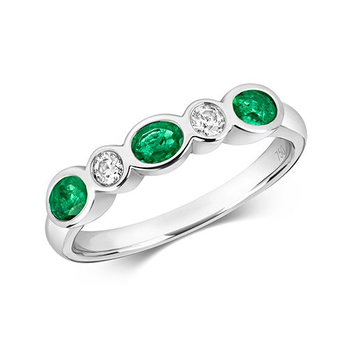 18CT DIAMOND RUBOVER ETERNITY WITH EMERALD