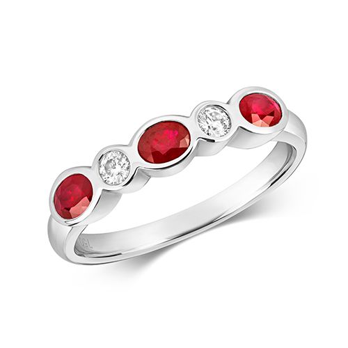 18CT DIAMOND RUBOVER ETERNITY WITH RUBY