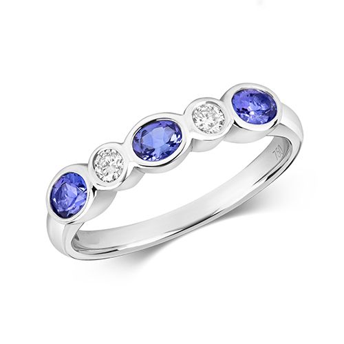 18CT DIAMOND RUBOVER ETERNITY WITH TANZANITE