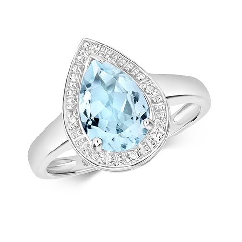 9CT DIAMOND & PEAR SHAPE AQUA