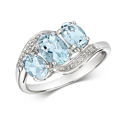 9CT DIAMOND & AQUA W/G