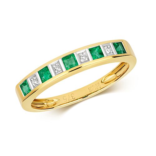 9CT DIAMOND & EMERALD