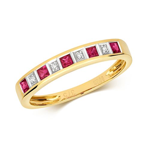 9CT DIAMOND & RUBY