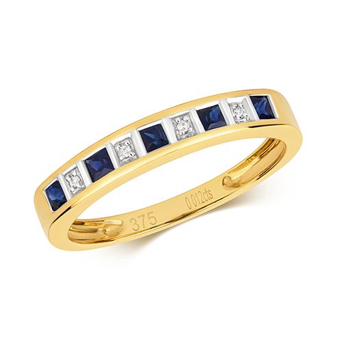 9CT DIAMOND & SAPPHIRE