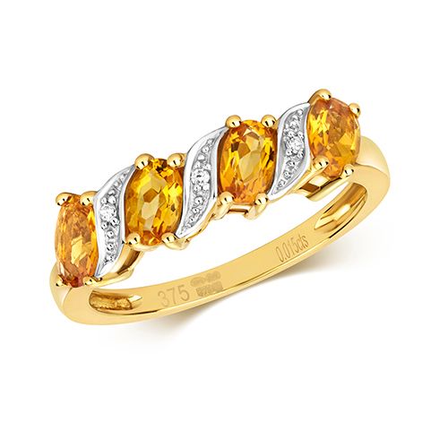 9CT DIAMOND & CITRINE