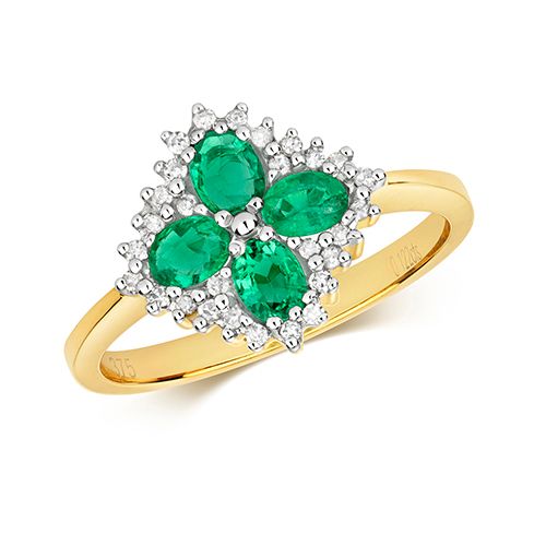 9CT DIAMOND & EMERALD