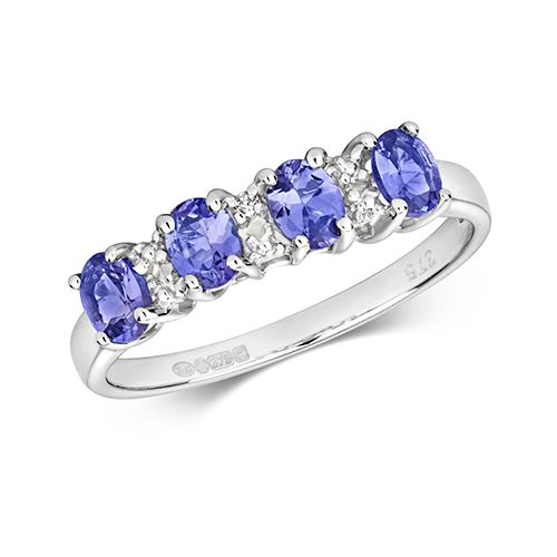 9CT DIAMOND & TANZANITE W/G