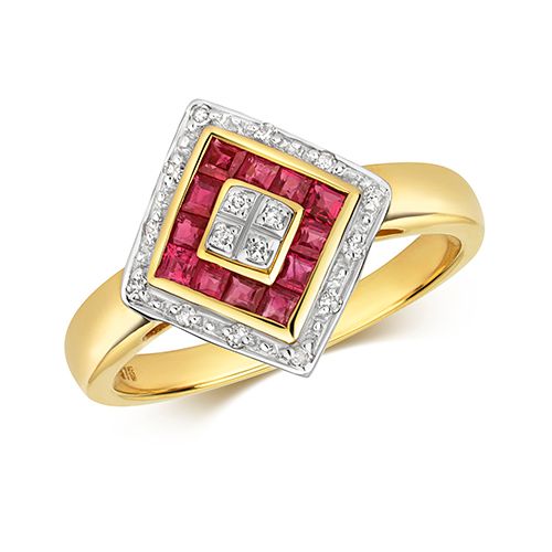 9CT DIAMOND & RUBY