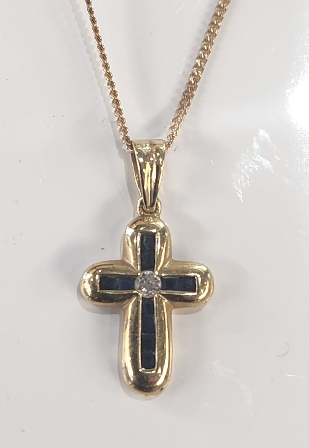 9ct Sapphire and Diamond Cross