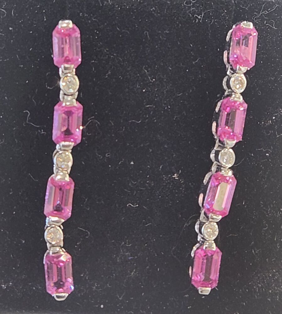 18ct Pink Sapphire and Diamond Earrings