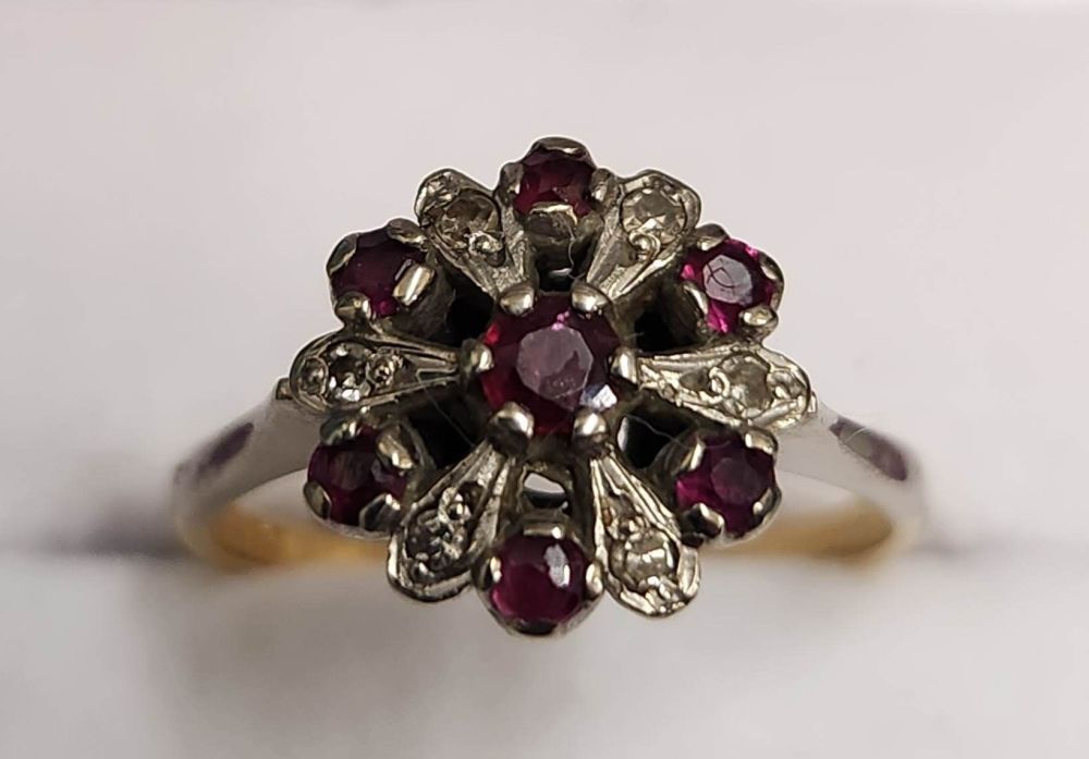 18ct Yellow Gold Ruby and Diamond Ring