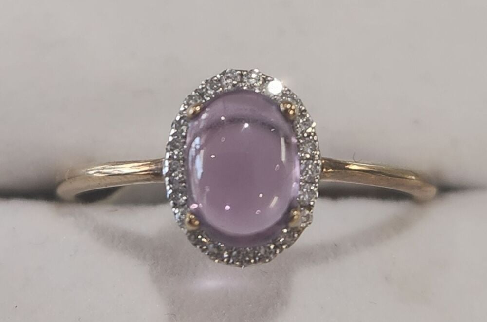 9ct Amethyst and Diamond Ring