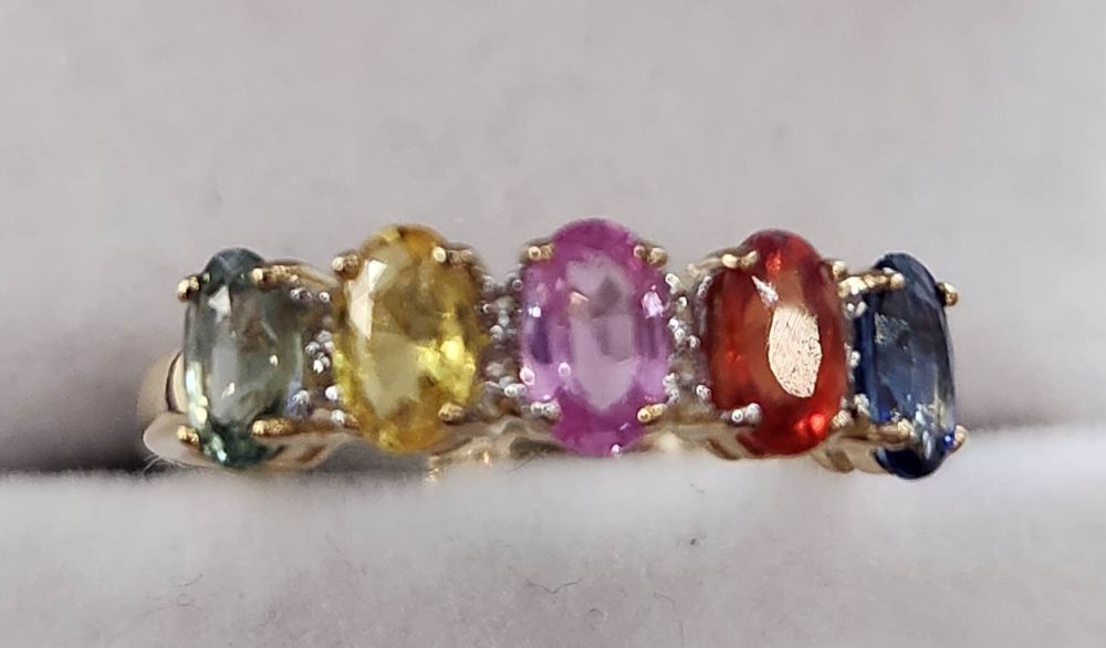 9ct Yellow Gold Mix Gemstone Ring