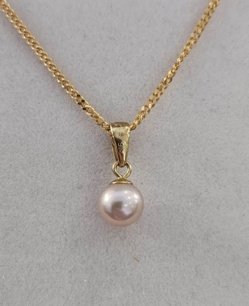 9ct Yellow Gold Pearl Pendant with chain