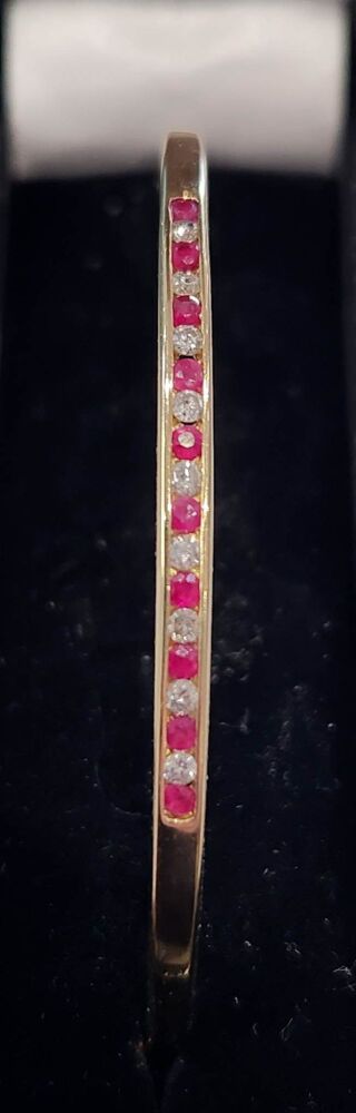 9ct Yellow Gold Ruby and Diamond Bangle