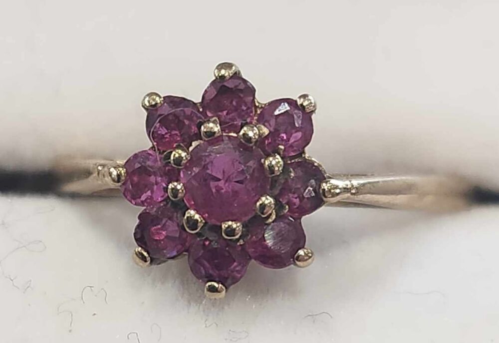 9ct Yellow Gold Ruby Cluster Ring