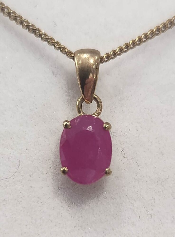 9ct Yellow Gold Ruby Pendent with chain