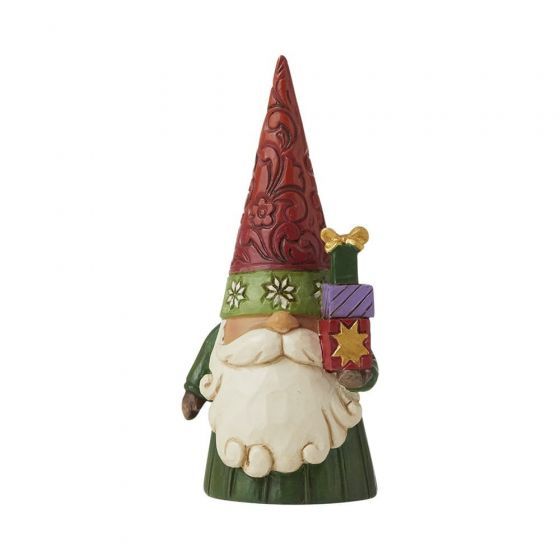 Christmas Gnome Holding Gifts Figurine