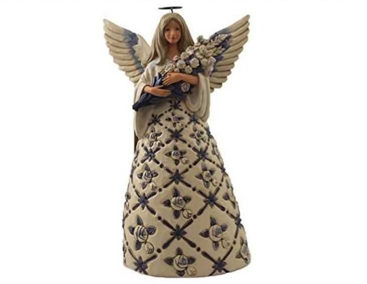 Blue Angel with Roses Figurine