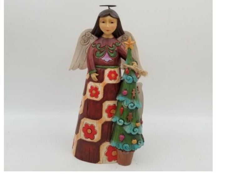 Folklore Angel with Christmas Tree 9.25" Figurine