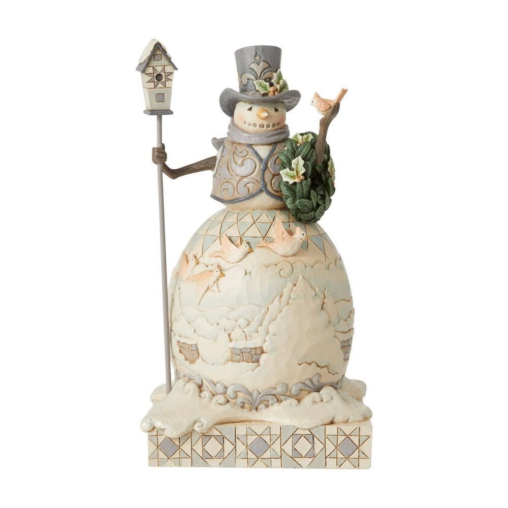 Heartwood Creek Woodland Snowman with Cardinals Figurine