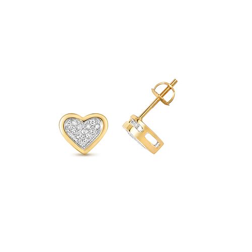 9CT 0.12CT DIAMOND HEART STUDS