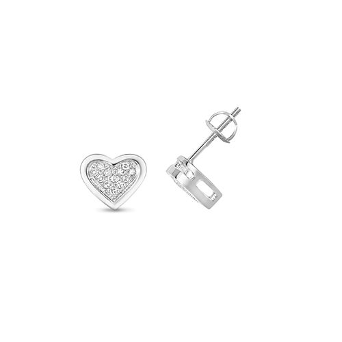 9CT 0.12CT DIAMOND HEART STUDS W/G