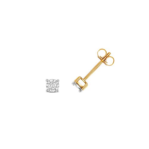 9CT 0.10CT DIAMOND STUDS ILLUSION SET