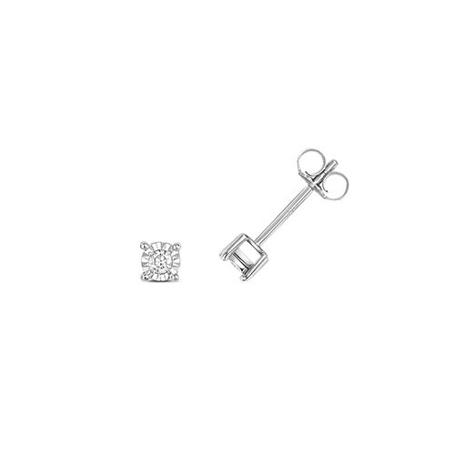 9CT 0.10CT DIAMOND STUDS ILLUSION SET W/G