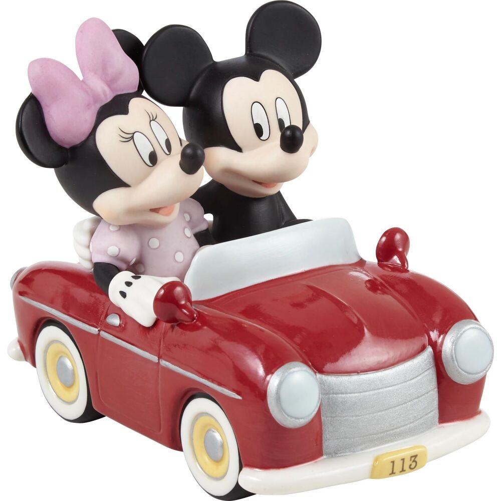 Precious Moments Mickey Mouse & Minnie Mouse Figurine | Disney Showcase You Sped Away with My Heart Mickey Mouse and Minnie Mouse Bisque Porcelain Fig