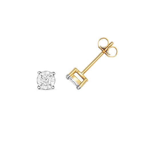 9CT 0.20CT DIAMOND STUDS ILLUSION SET