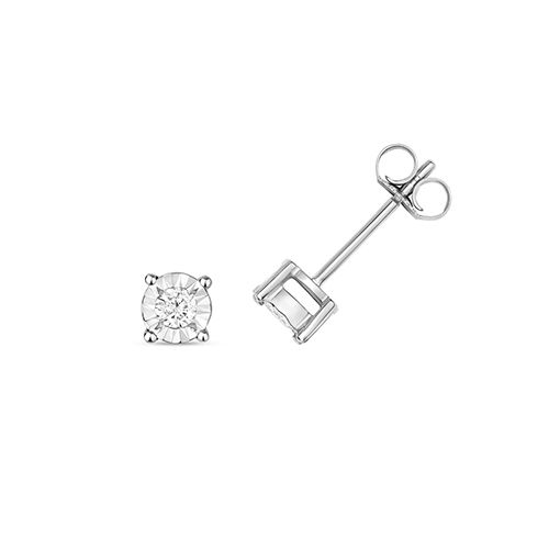 9CT 0.20CT DIAMOND STUDS ILLUSION SET W/G