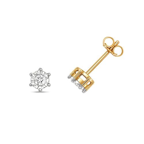 9CT 0.15CT DIAMOND ILLUSION PLATE STUDS