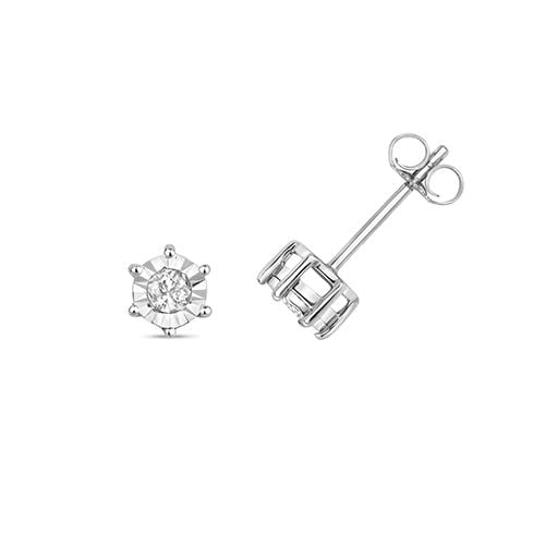 9CT 0.20CT DIAMOND ILLUSION PLATE STUDS