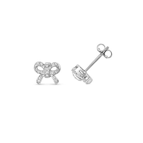 9CT 0.10CT DIAMOND BOW EARRINGS