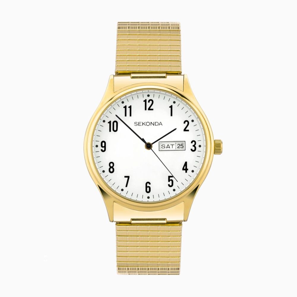 Sekonda Easy Reader Ladies Watch | Gold Alloy Case & Stainless Steel Expander Bracelet with White Dial RRP £49.99