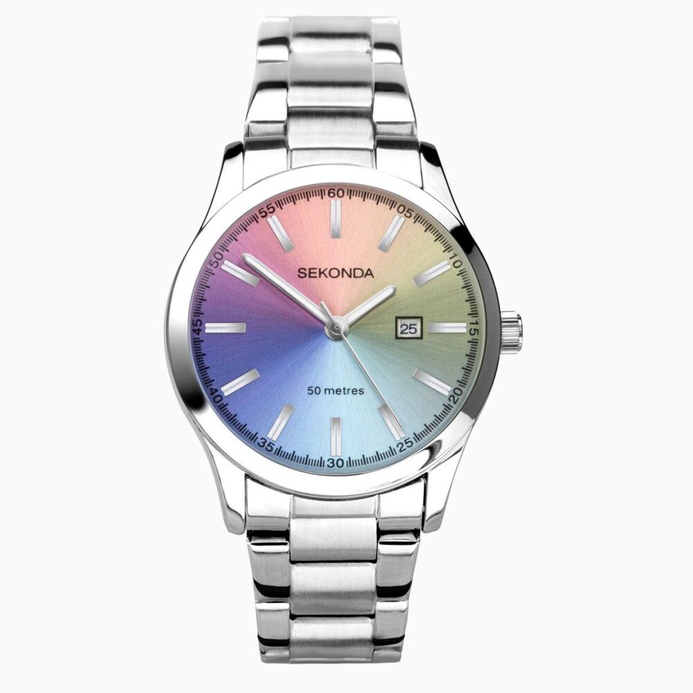 Sekonda Taylor Ladies Watch | Silver Alloy Case & Stainless Steel Bracelet with Rainbow Dial RRP £49.99