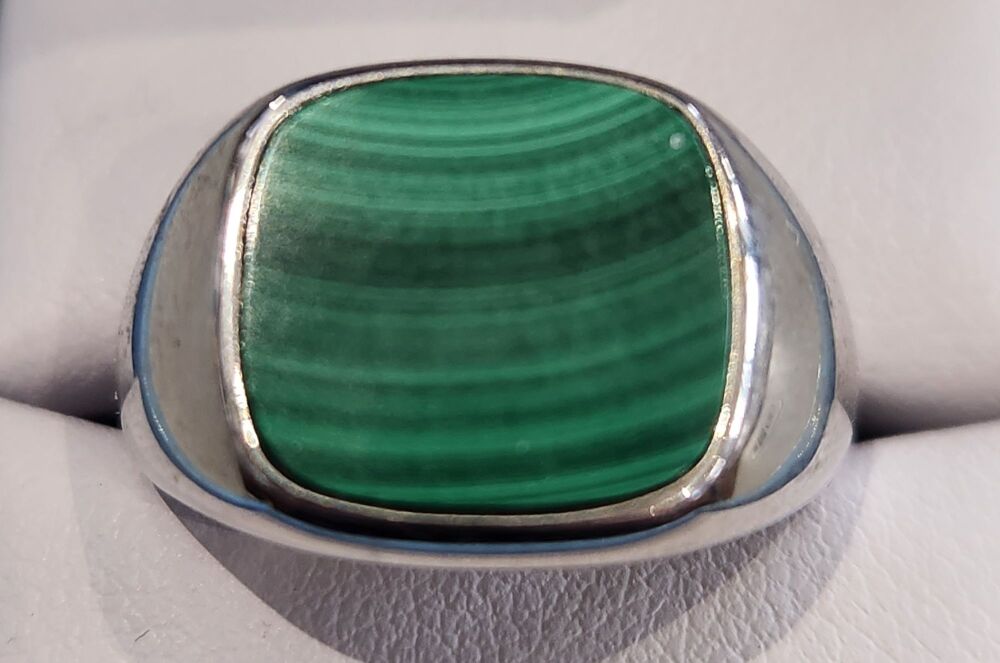 Silver Malachite Signet Ring