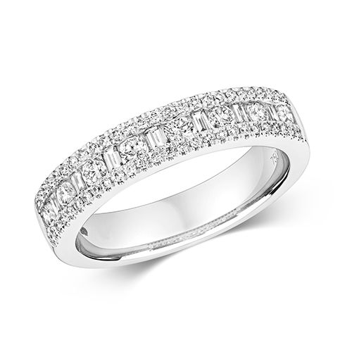 18CT DIAMOND 0.59CT RING RD/BG DIA EDGE  RRP £2700.00