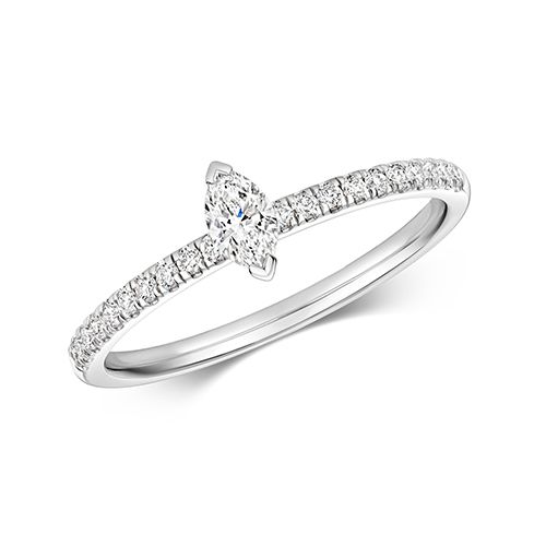 18CT DIAMOND 0.36CT MARQUISE CUT SOLITAIRE RING SET SHOULDERS RRP £2100.00