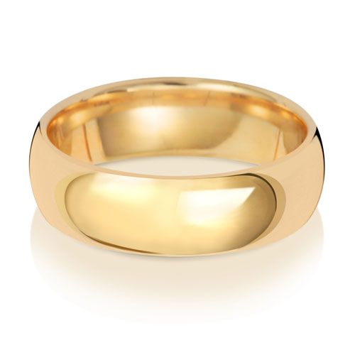 18CT YELLOW GOLD TRADITIONAL COURT WEDDING RING WIDTH 6MM DEPTH ~1.4MM-1.5MM