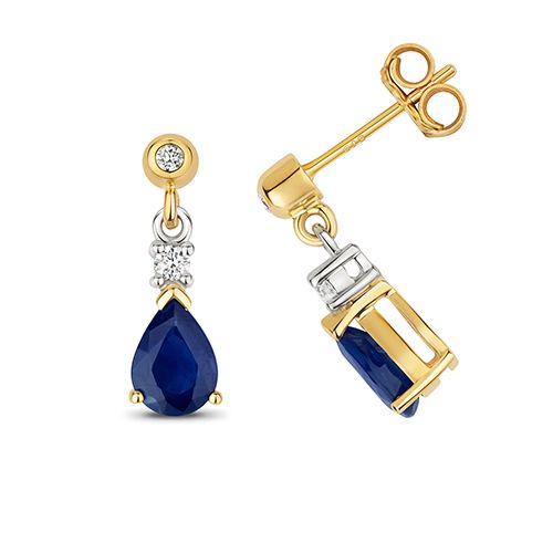 9CT SAPPHIRE DROP EARRINGS PEAR RRP £890.00