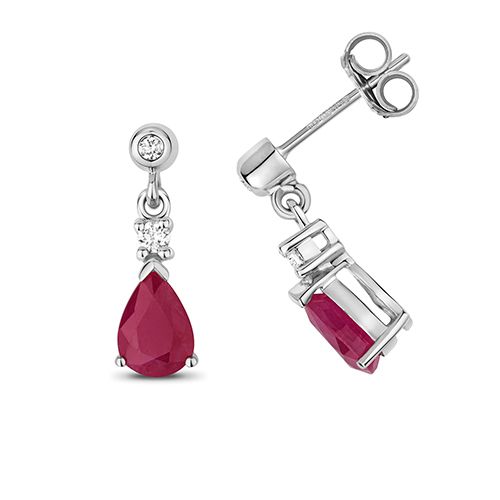 9CT RUBY DROP EARRINGS PEAR RRP £890.00