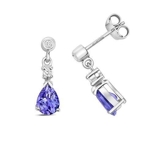 9CT TANZANITE DROP EARRINGS PEAR RRP £890.00