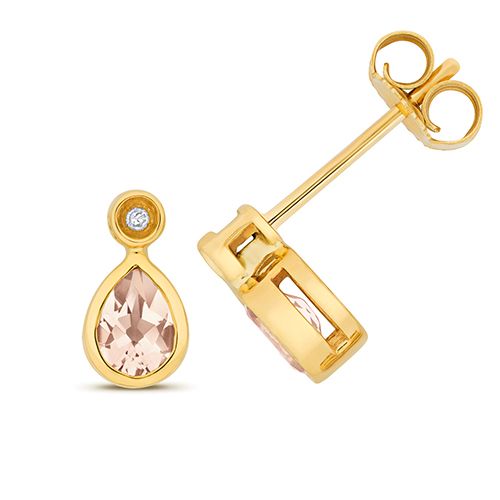 9CT DIAMOND AND MORGANITE STUDS RRP £300.00