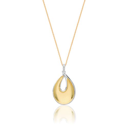 SILVER & CZ PENDANT+CHAIN YELLOW GOLD PLATED RRP £135.00