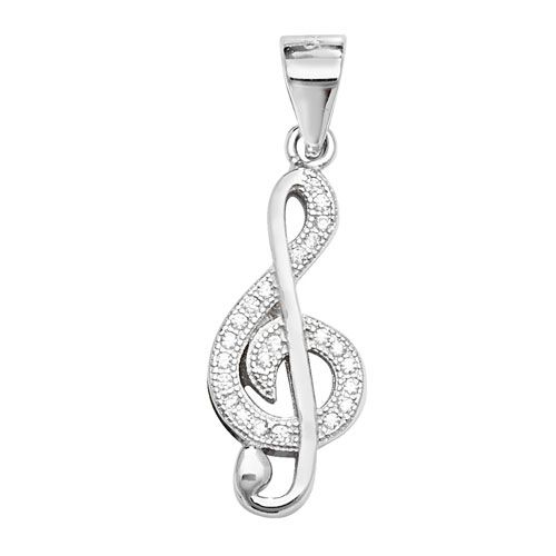 SILVER TREBLE CLEF CZ PENDANT RRP £24.00