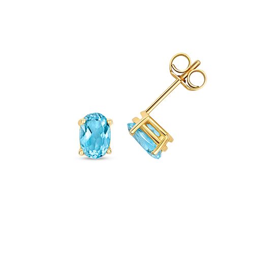 9CT BLUE TOPAZ OVAL STUD EARRINGS RRP £150.00