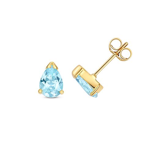 9CT BLUE TOPAZ PEAR SHAPE STUD EARRINGS RRP £175.00